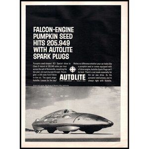 1961 Autolite Spark Plug Falcon Engine Pumpkin Seen Vintage Print Ad Wall Art